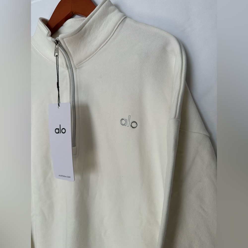 Alo Yoga Ivory Half Zip Pullover Sweatshirt NWT - Picture 2 of 7